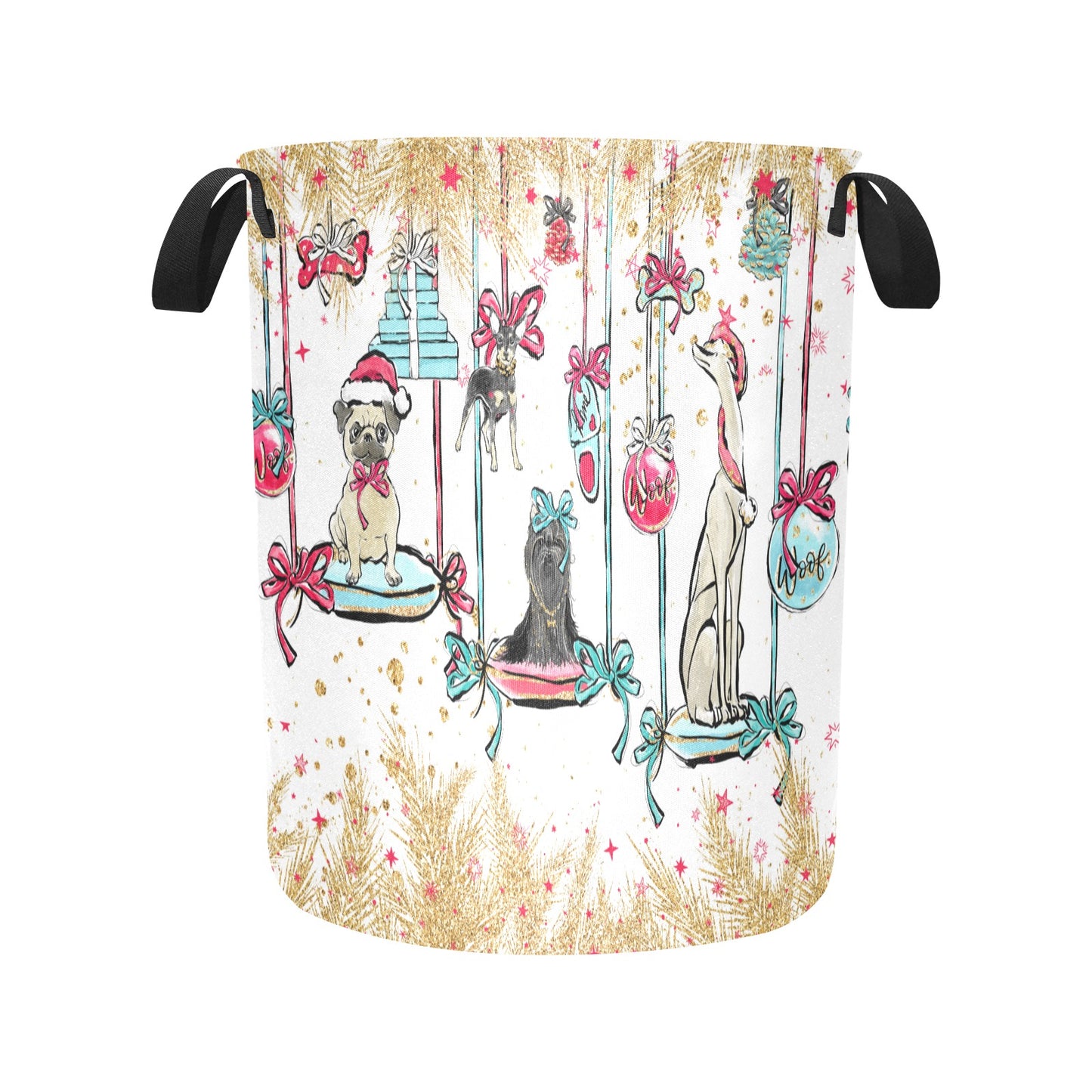 Laundry Basket Dog Christmas Laundry Bag (Large)