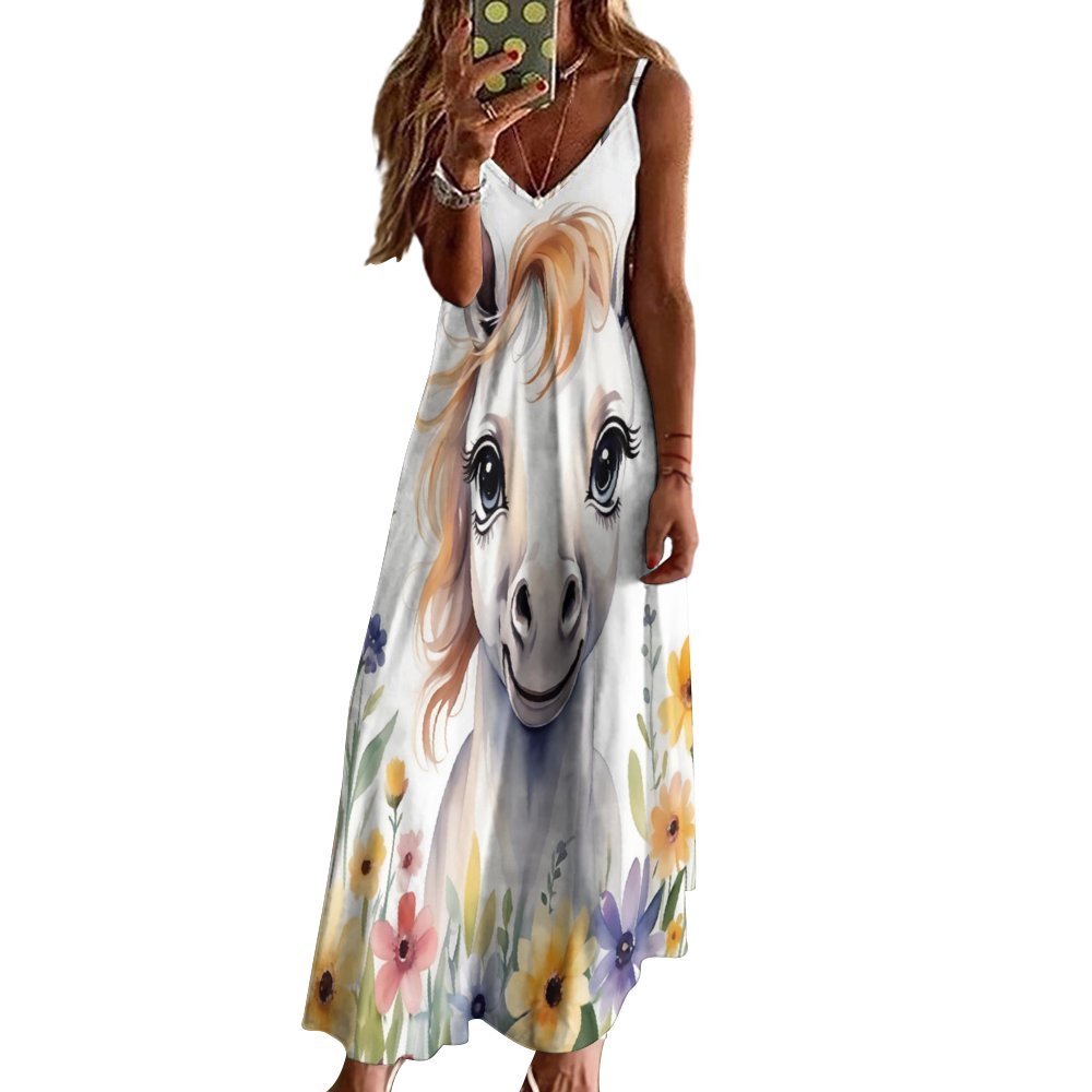 Horse Spaghetti Strap Ankle-Length Dress Long dress