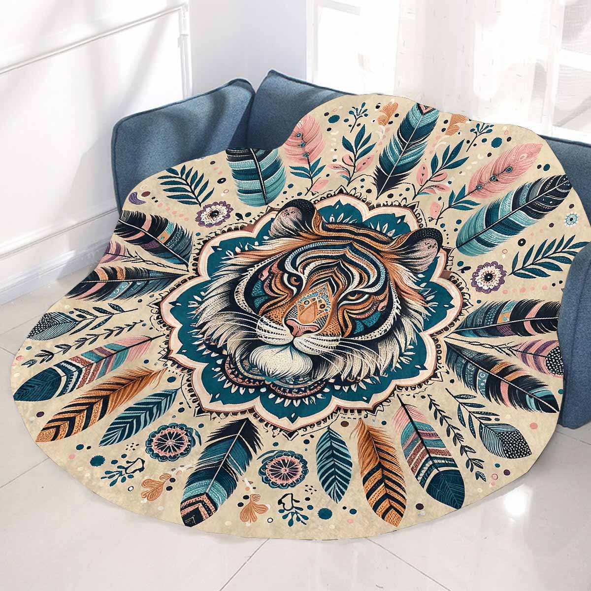 Mandella_Tiger_Awd35152  Circular Micro Fleece Blanket 47"