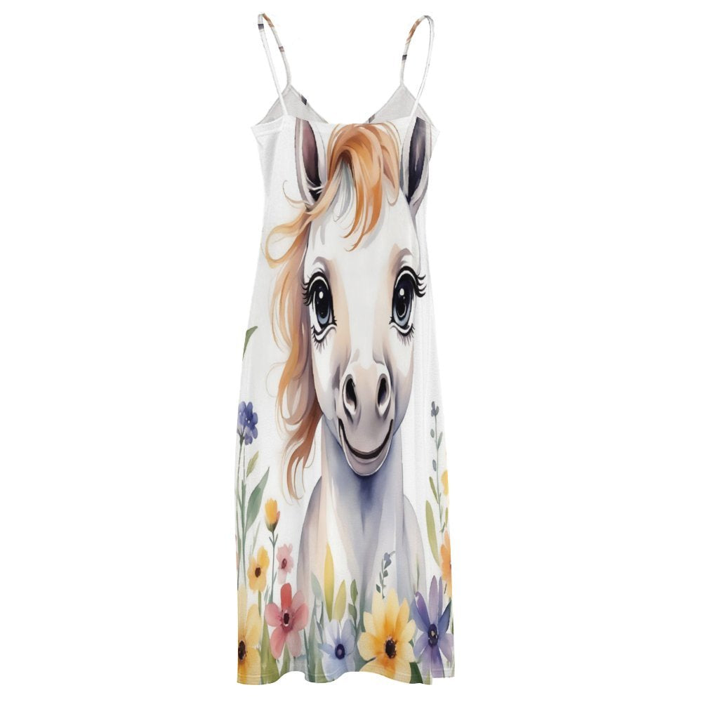 Horse Spaghetti Strap Ankle-Length Dress Long dress