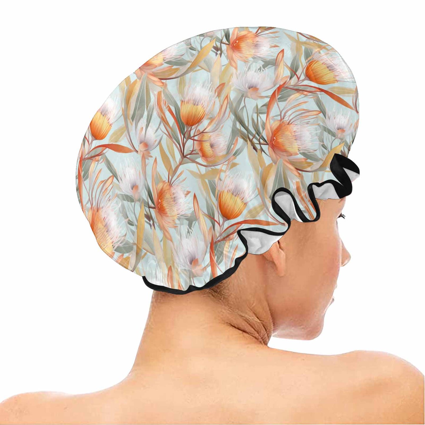 Australian Floral Green  Shower Cap