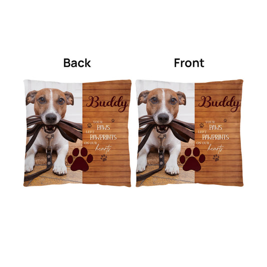 Memorial Pet, Your Paws left Pawprints on our Hearts Classic Pillow, add your photo