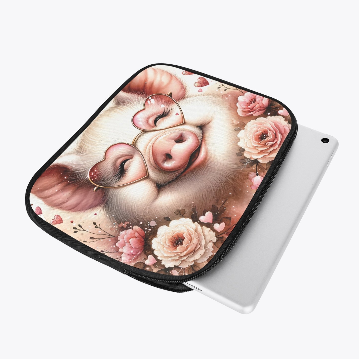 Tablet Sleeve - Pig with Rose coloured glasses, awd- 626