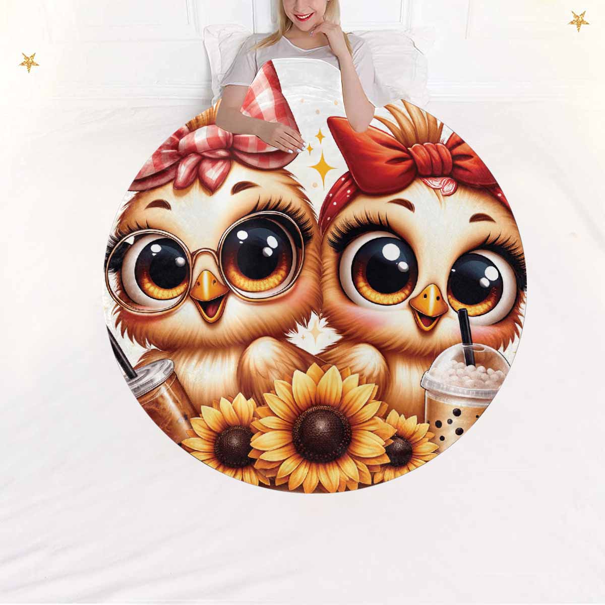 Chickens_Awd35175  Circular Micro Fleece Blanket 47"