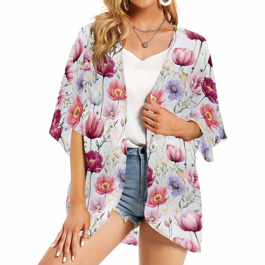 Wildflowers Women's Kimono Chiffon Cover Up