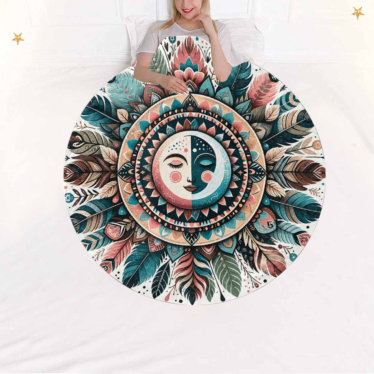 Mandella_Sun_Awd35146  Circular Micro Fleece Blanket 47"