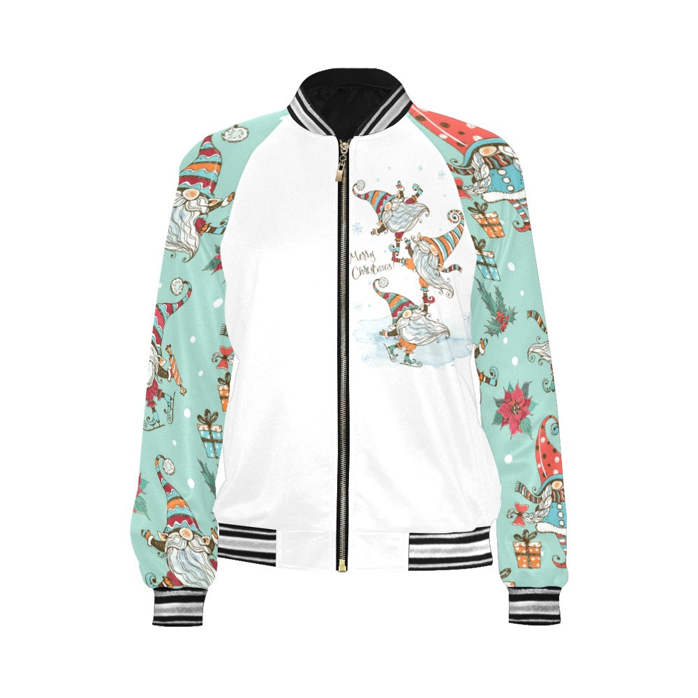 Whimsical Christmas Bomber Jacket for Women