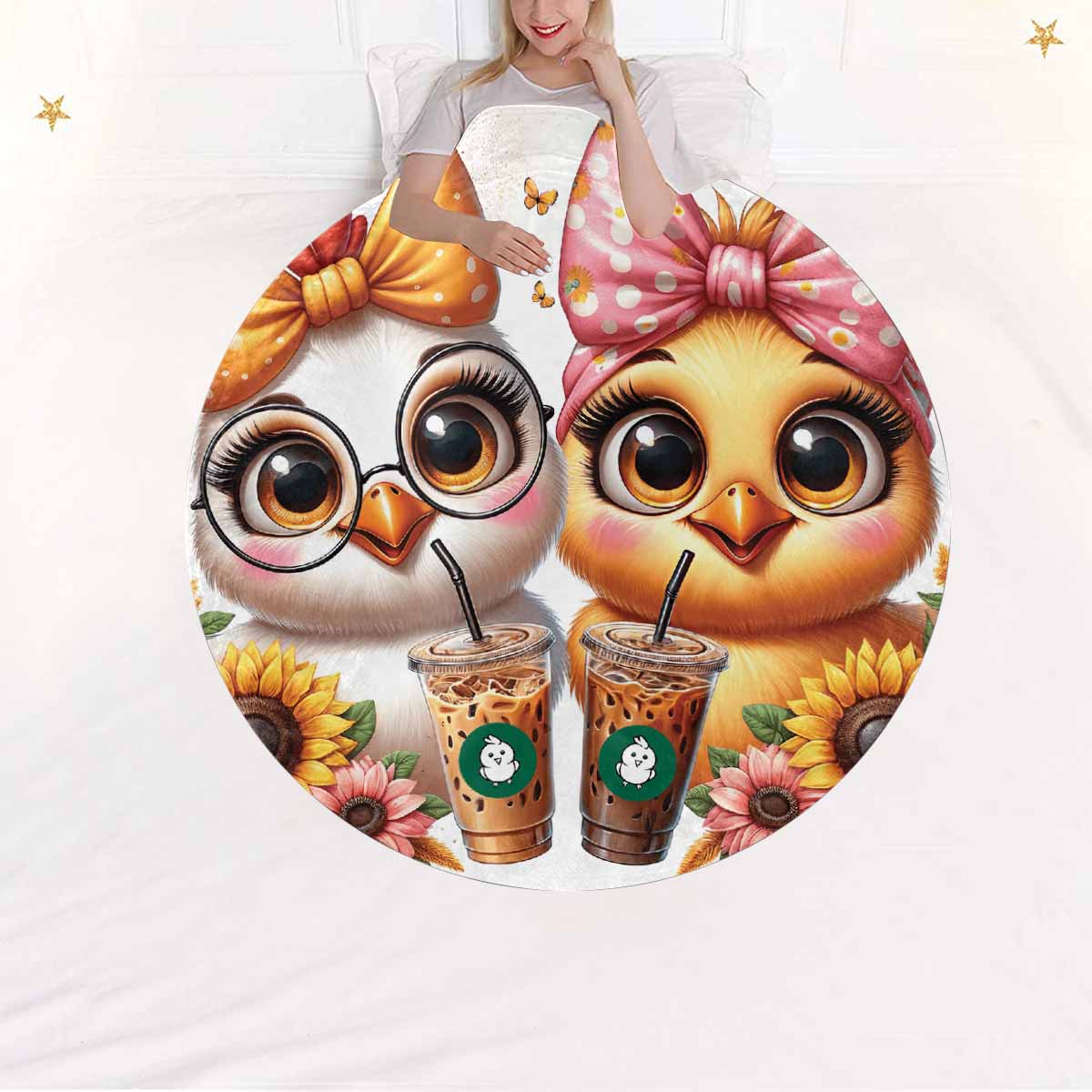 Chickens_Awd35180  Circular Micro Fleece Blanket 47"