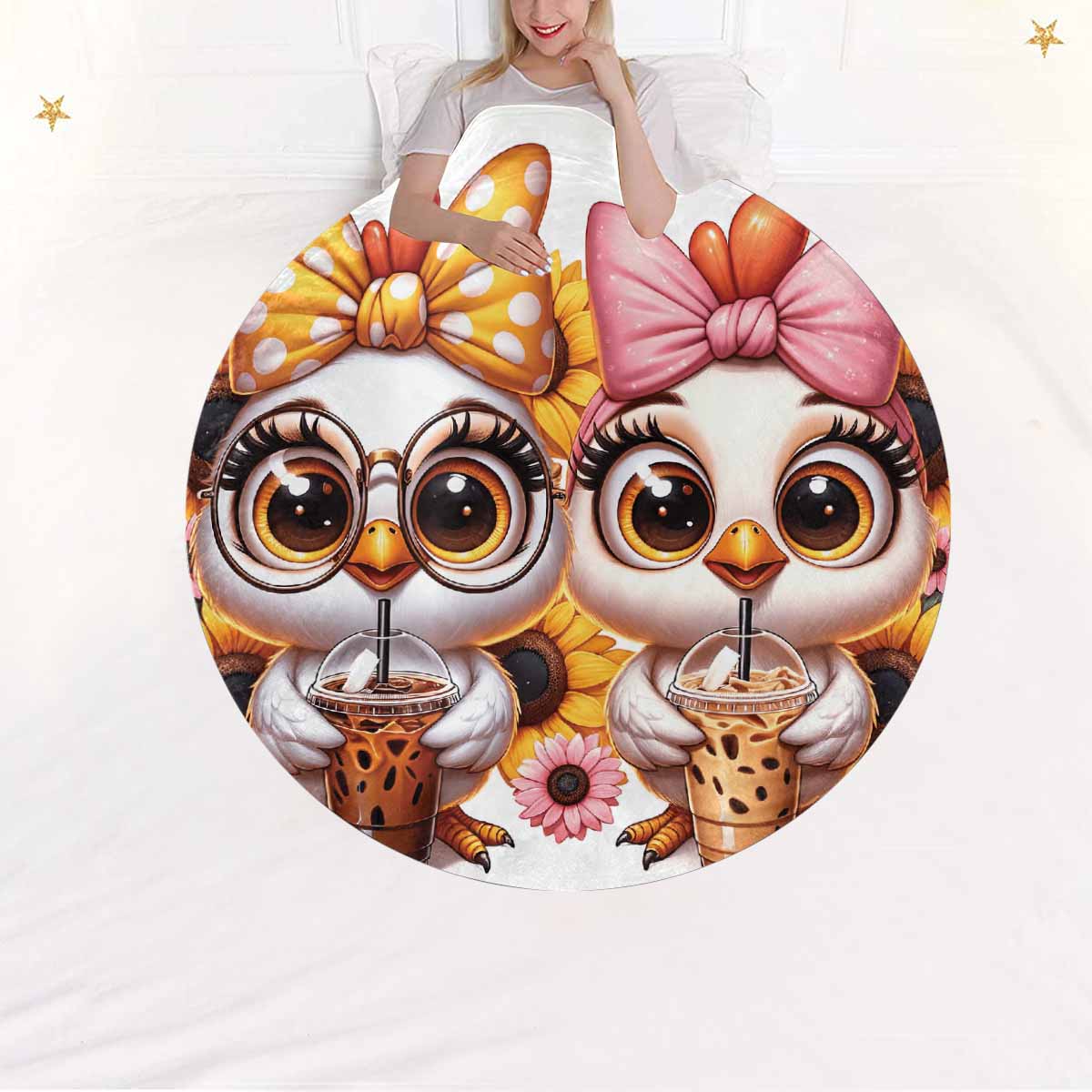 Chickens_Awd35181  Circular Micro Fleece Blanket 60"