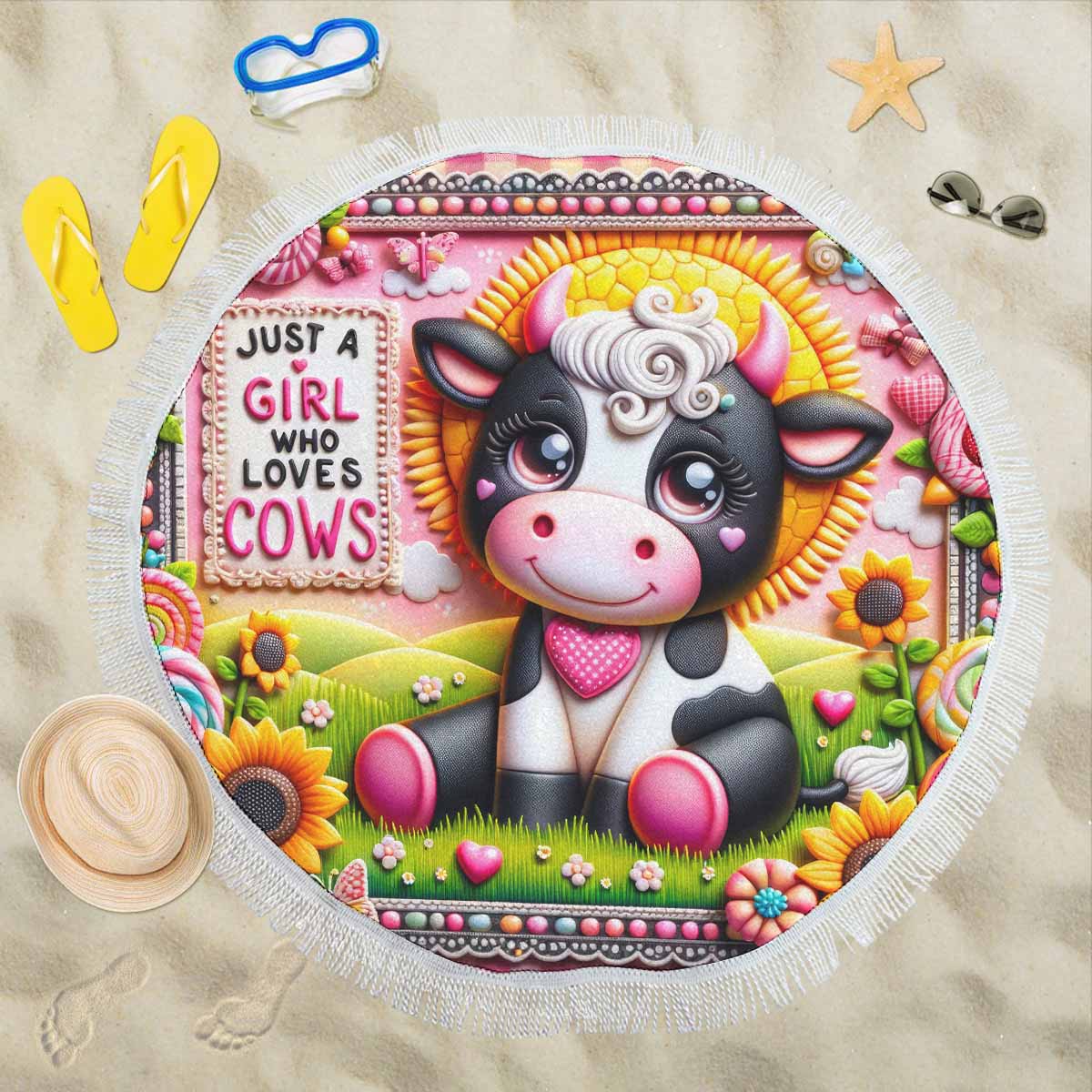 Just a Girl Who Loves Cows Awd351117  Circular Beach Shawl 59"