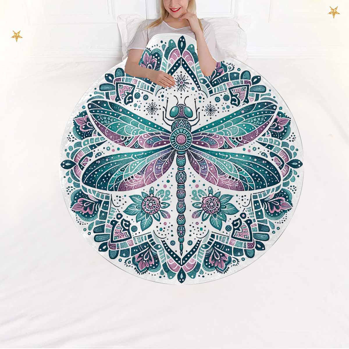 Mandella_Dragonfly_Awd35140  Circular Micro Fleece Blanket 60"