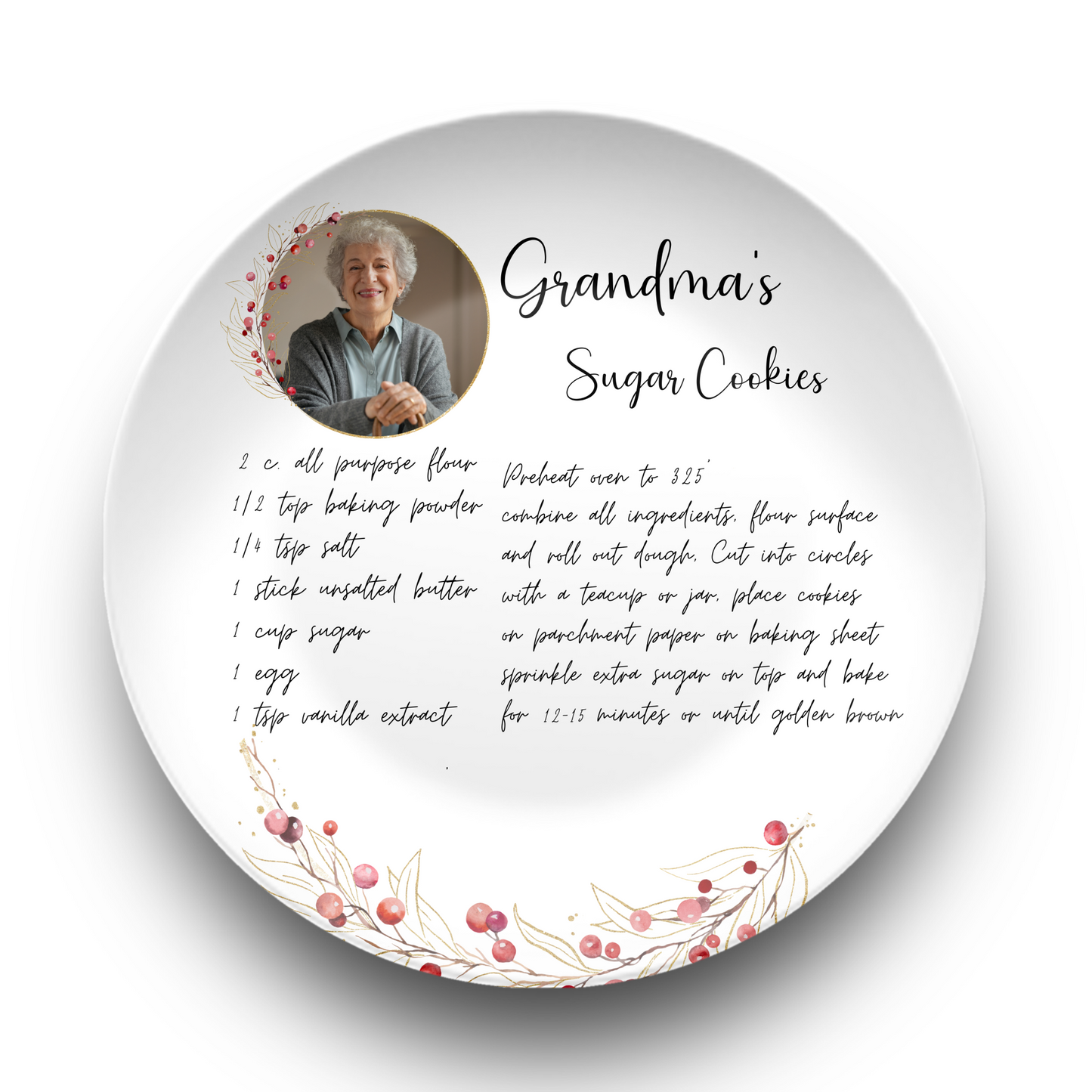 Personalised Handwritten Family Recipe Heirloom with Photo Plate/Platter