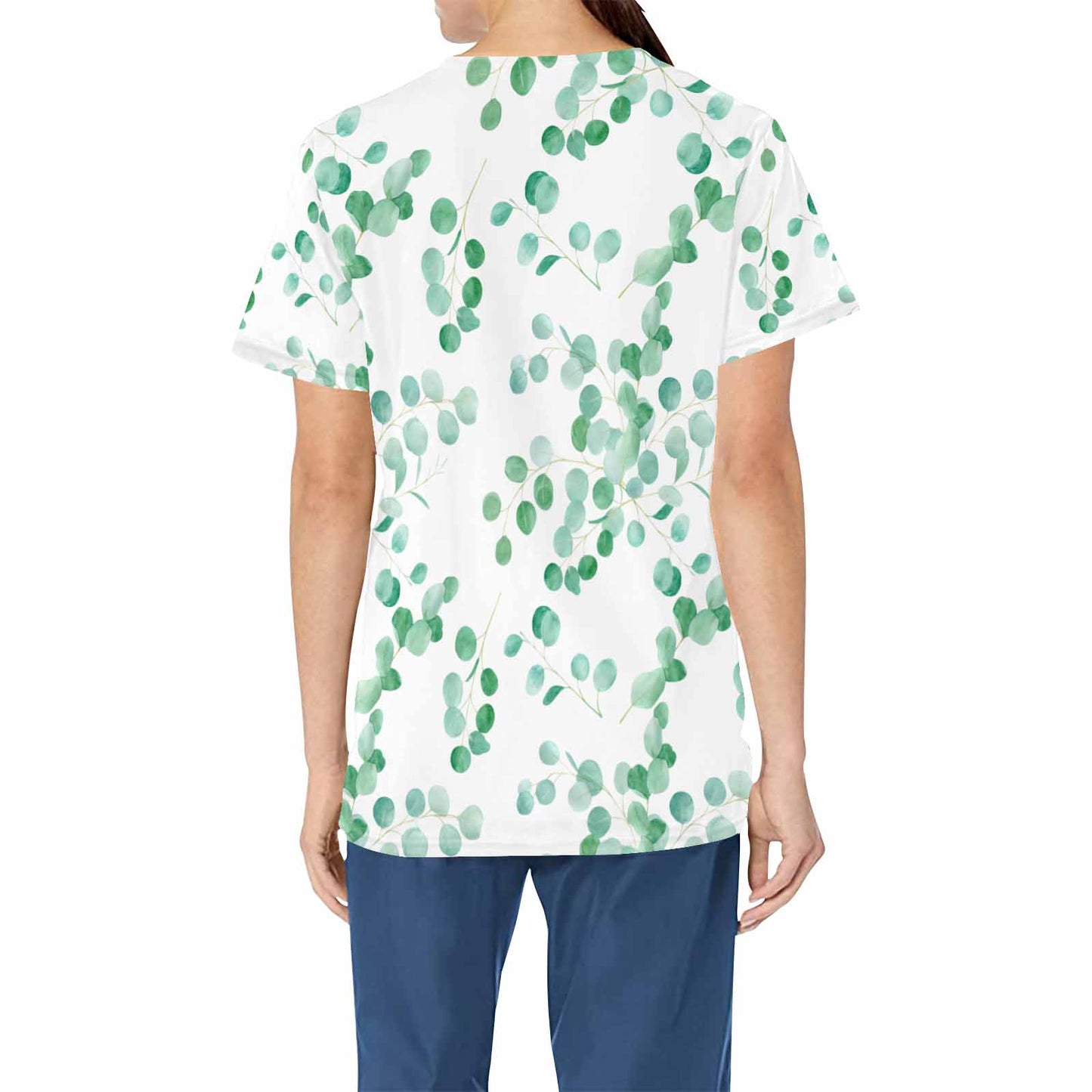 Australian Eucalyptus   Women's V Neck Scrub Top Nurse Uniform with Deep Front Pockets