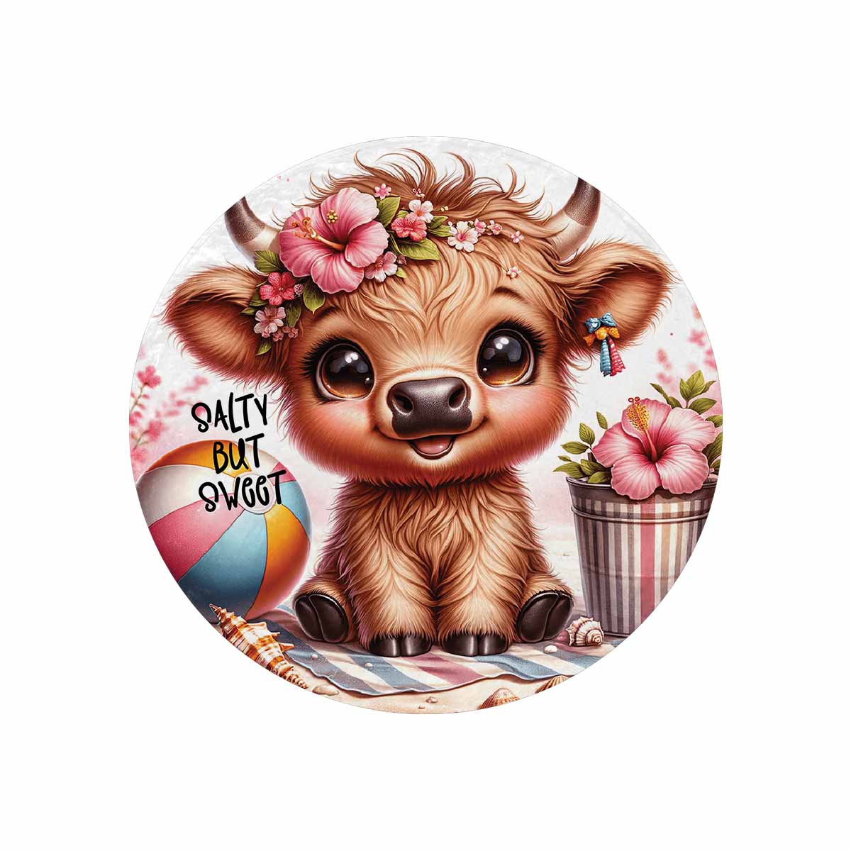 Highland Cow Awd35113  Circular Micro Fleece Blanket 60"