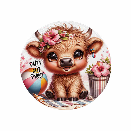 Highland Cow Awd35113  Circular Micro Fleece Blanket 60"