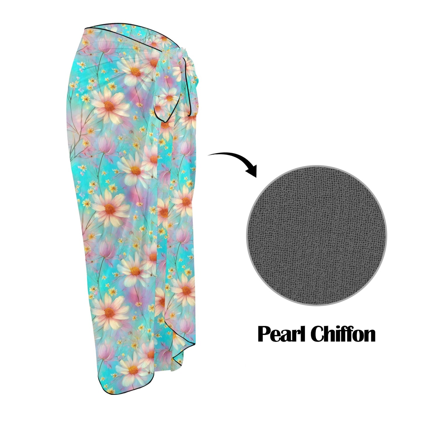 Green Floral Long Beach Sarong Wrap