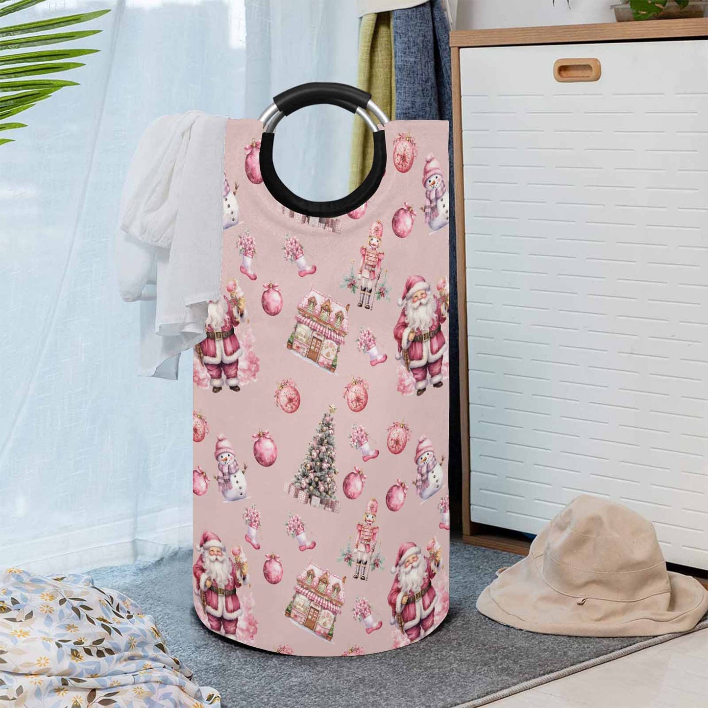 Pink Chirstmas 50  Round Laundry Basket