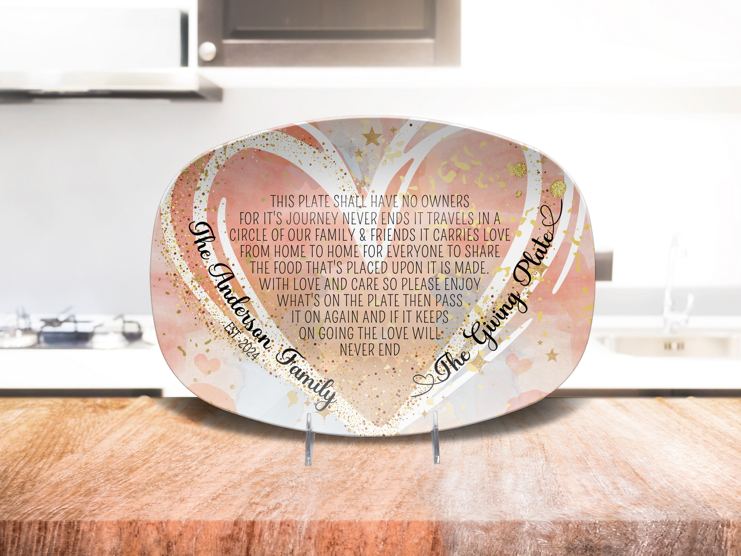 Personalised Heart The Giving Plate Platter, 10"x14" Platter