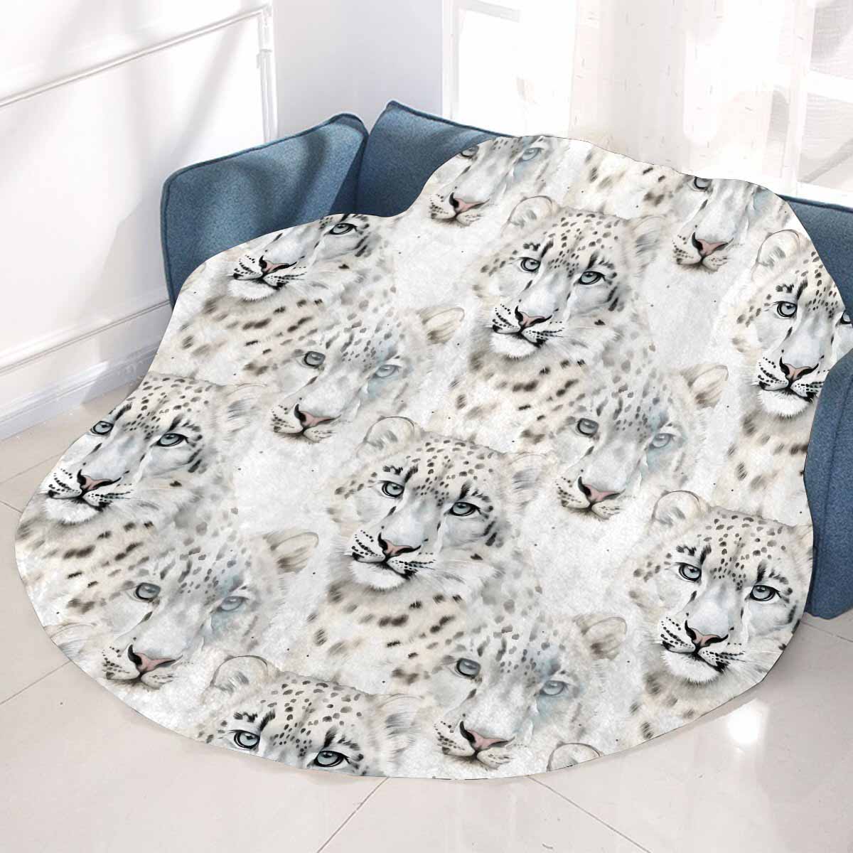 Leopard  Circular Micro Fleece Blanket 47"