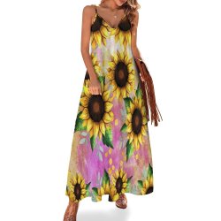 Sunflowers Spaghetti Strap Ankle-Length Dress Long dress