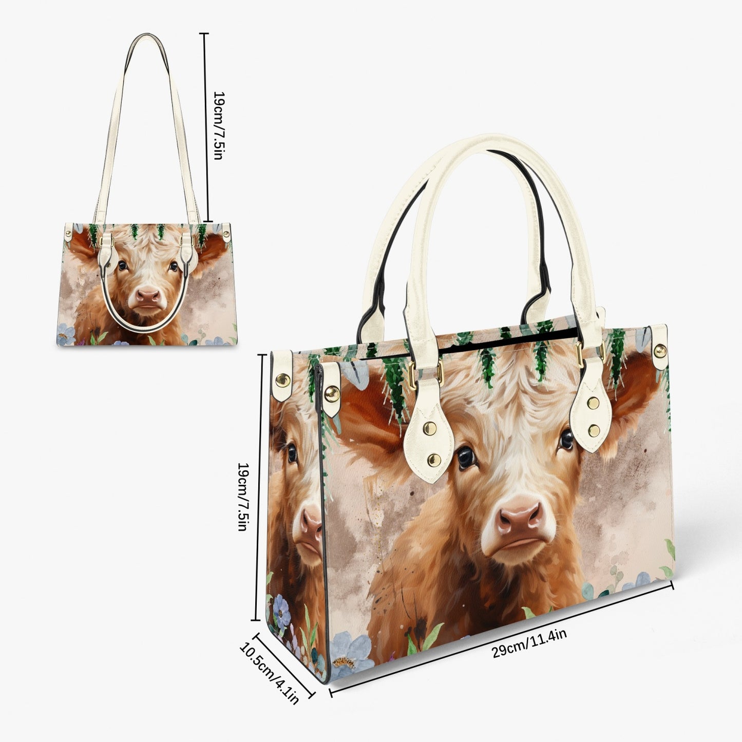 Women's Tote Bag - Long Strap - Highland Cow