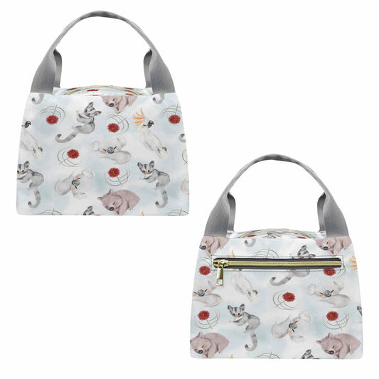 Australian Animals Koala, Sugar Glider, Wombat  Portable Lunch Bag-Grey Handle