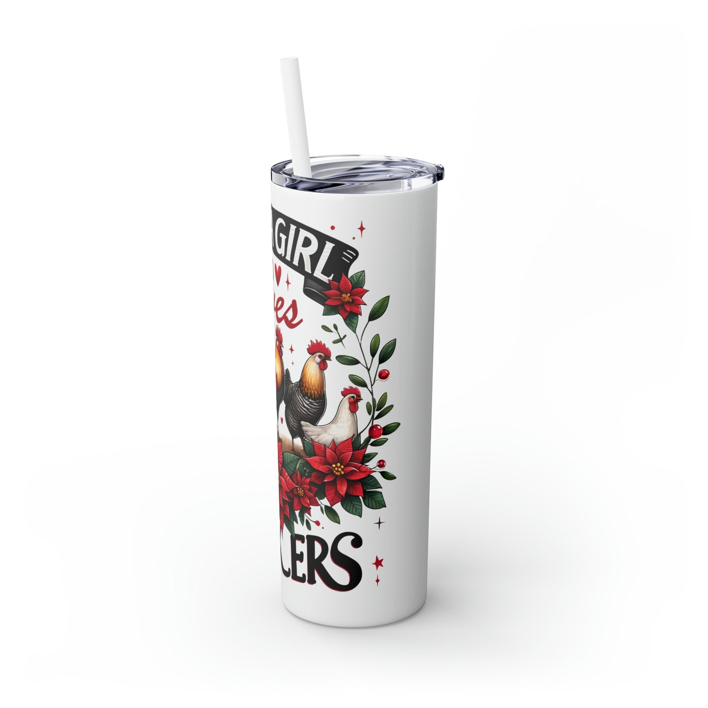 Skinny Tumbler with Straw, 20oz, Just a Girl who Loves Peckers