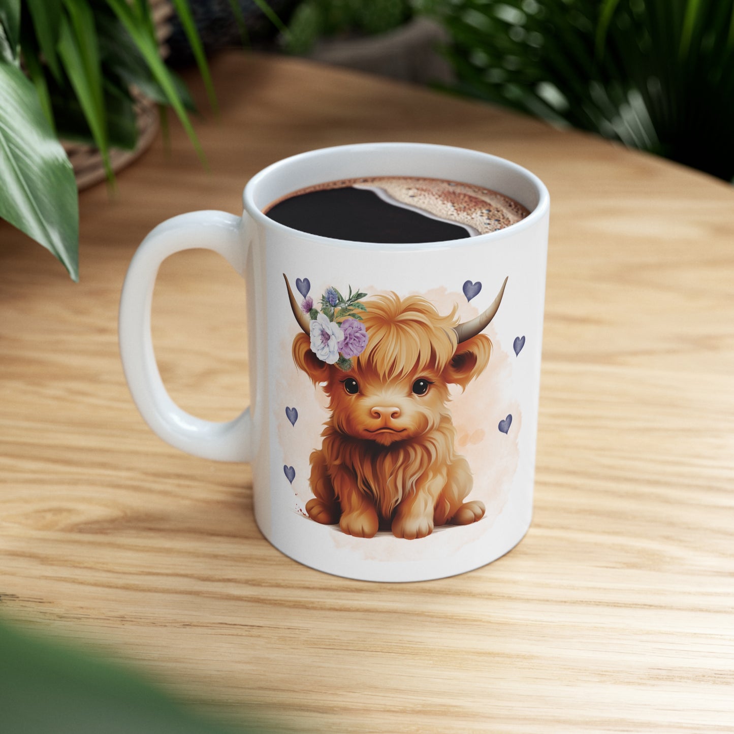 Personalised/Non Personalised Highland Cow, Ceramic Mug 11oz, Highland Cow Mug