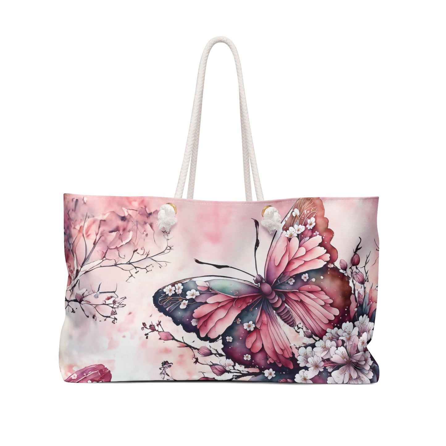 Personalised/Non-Personalised Weekender Bag, Butterfly Dreams, Large Weekender Bag, Beach Bag, Book Bag