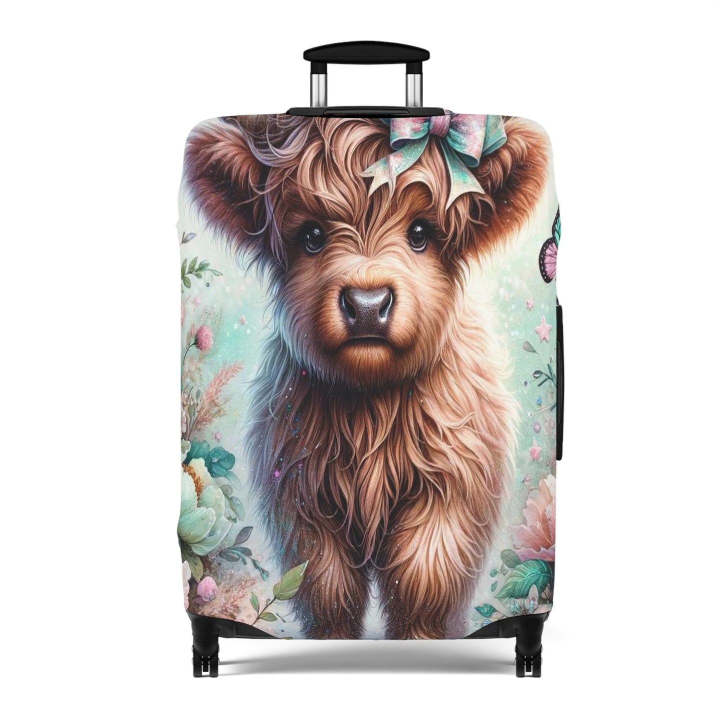 Luggage Cover, Highland Cow, Floral and Butterflies, awd-1418