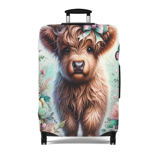 Luggage Cover, Highland Cow, Floral and Butterflies, awd-1418