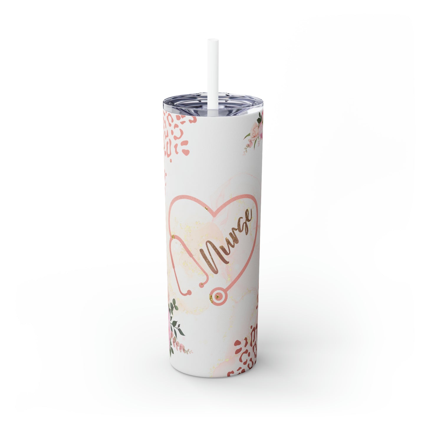 Skinny Tumbler with Straw, 20oz, Nurse