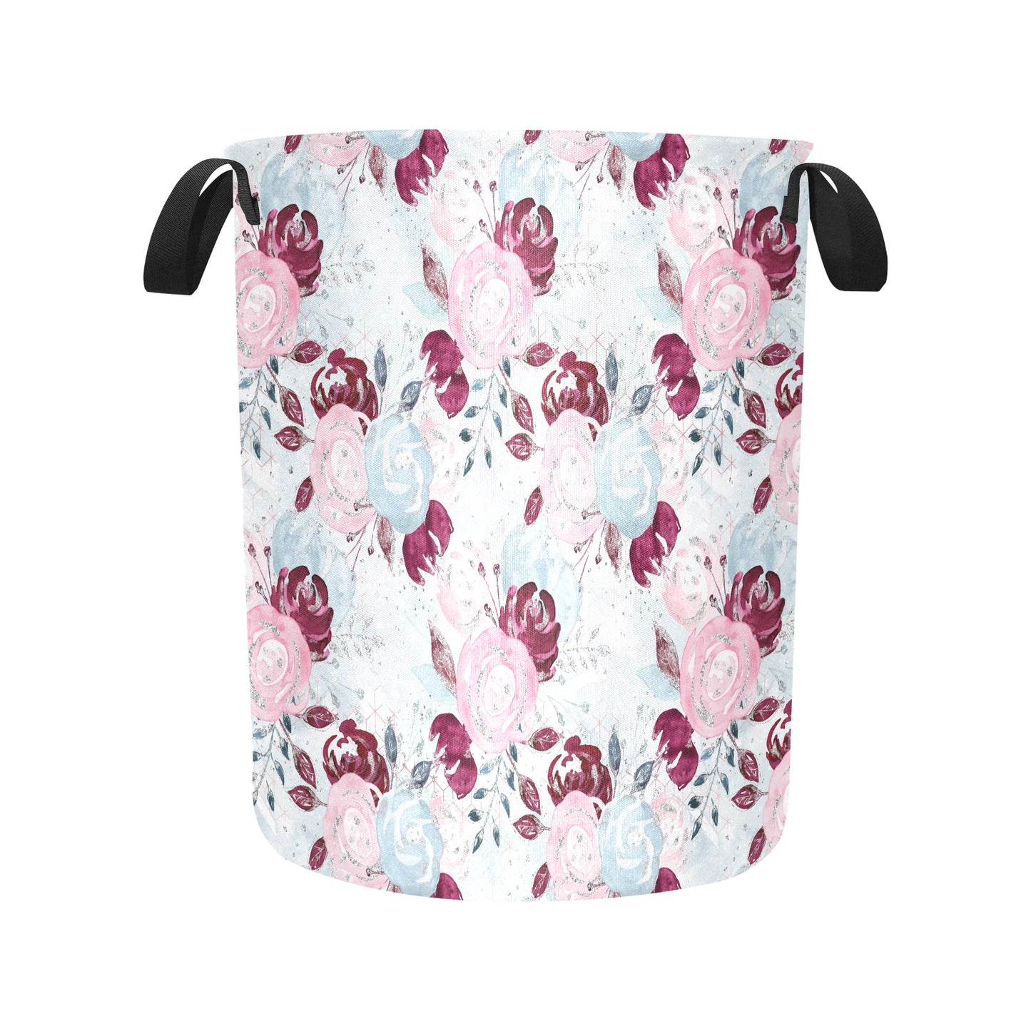 Roses Pink Blue Laundry Basket Laundry Bag (Large)