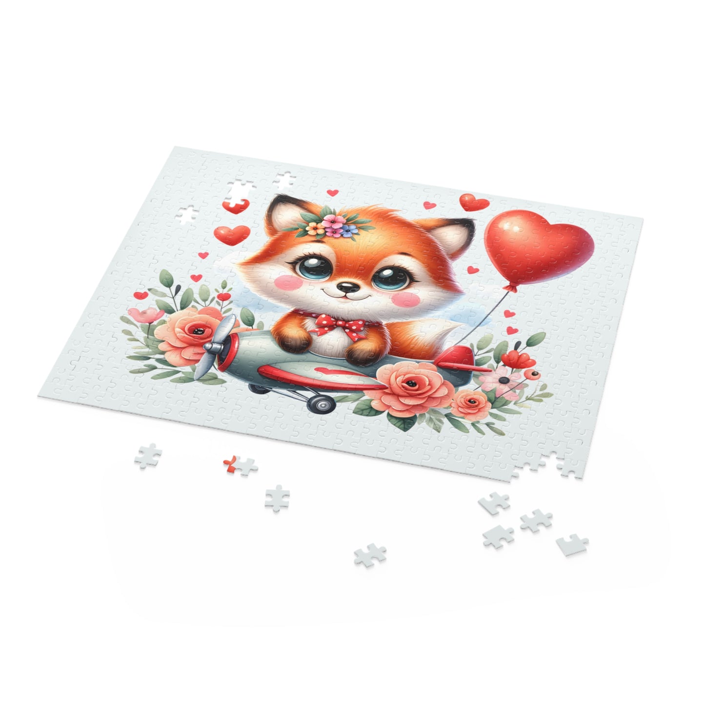 Personalised/Non-Personalised Puzzle, Fox in Plane (120, 252, 500-Piece)