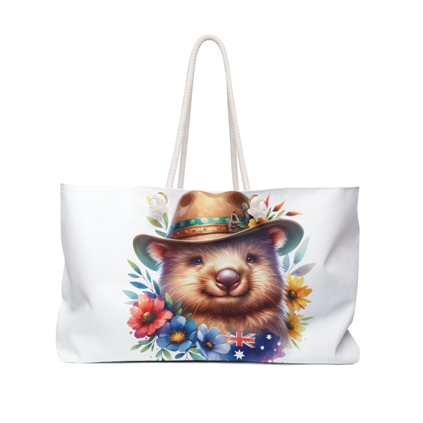 Personalised/Non-Personalised Weekender Bag, Australian Animals, Wombat, Large Weekender Bag, Beach Bag, Book Bag