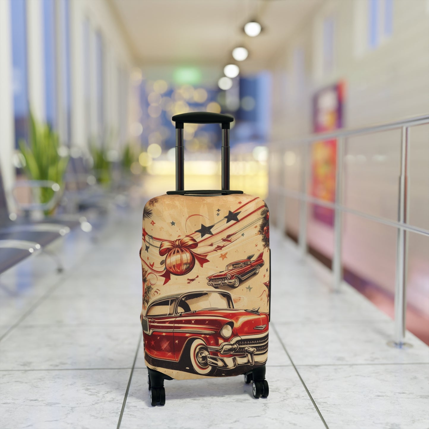 Luggage Cover, Christmas, Vintage Car