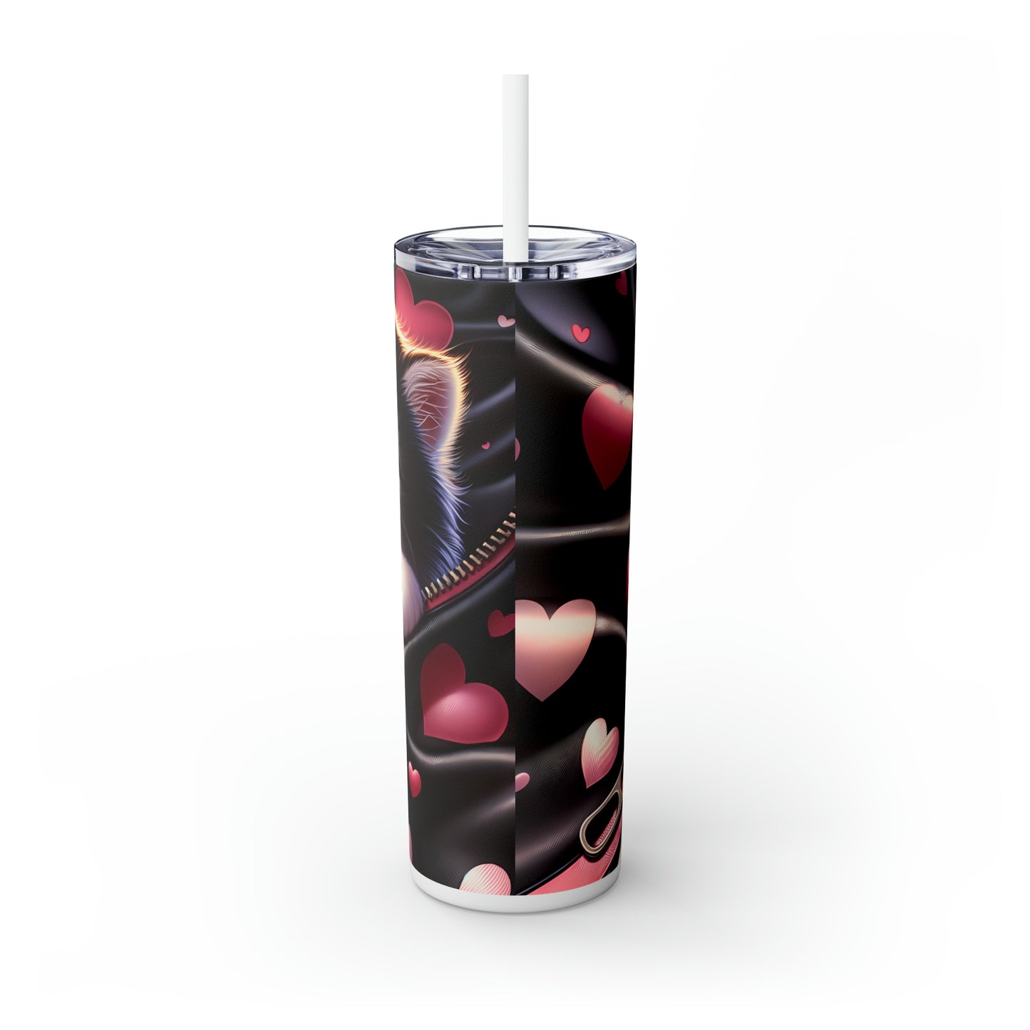 Skinny Tumbler with Straw, 20oz, Cat, Valentines Day, awd-929