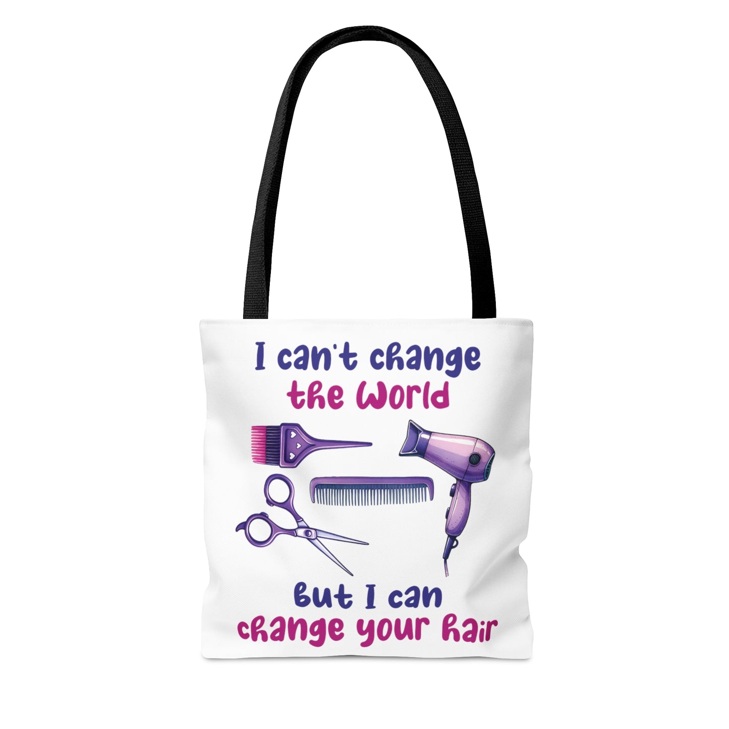 Tote Bag, Hairdresser, I can't change the world but I can change your hair, Personalised/Non-Personalised Tote bag