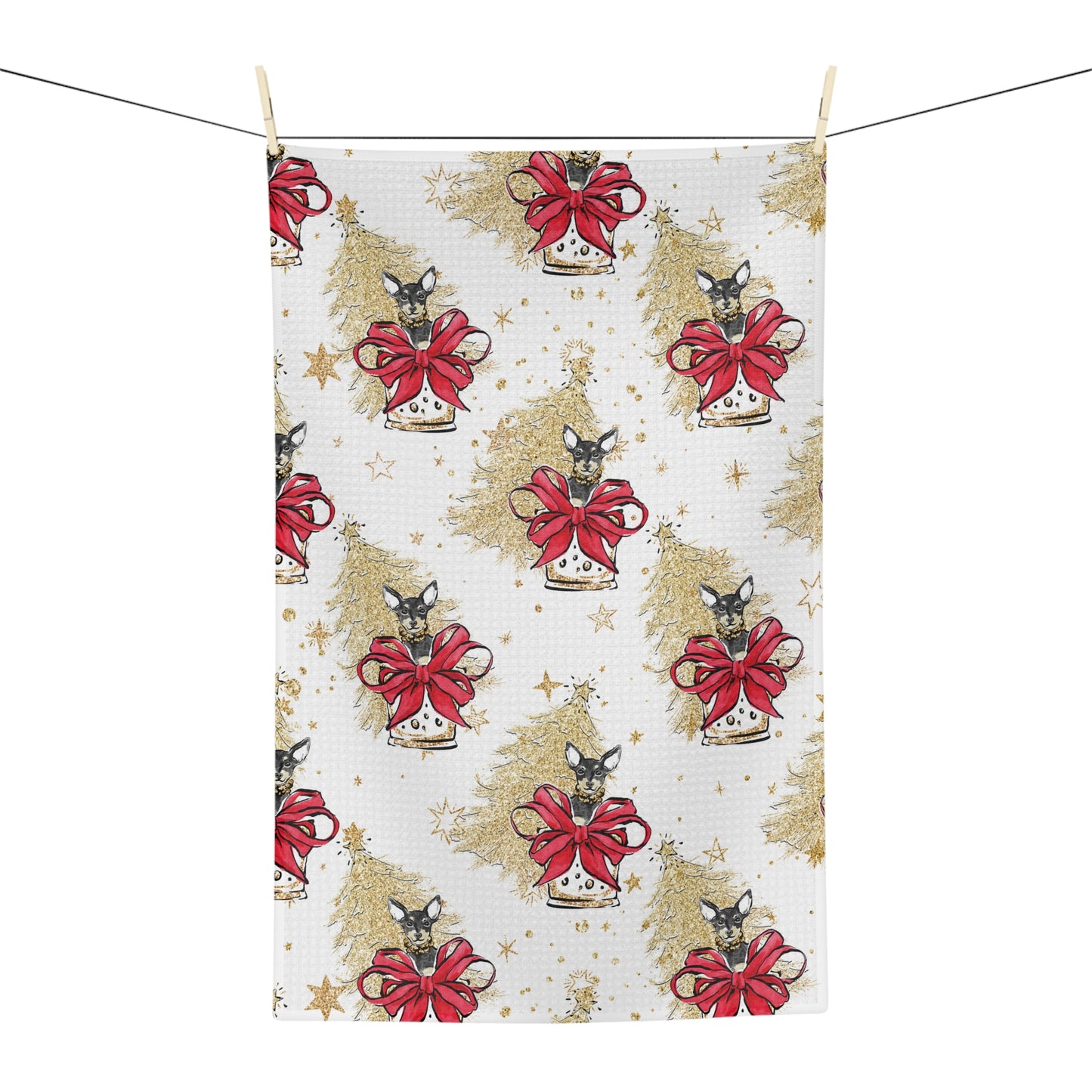 Microfiber Tea Towel Doggie Christmas