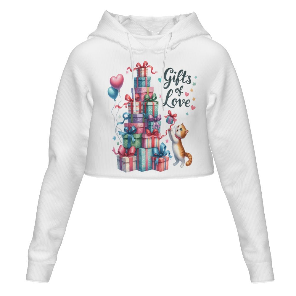 Women's All Over Print Cropped Hoodie Gifts of Love Hooded hoodie