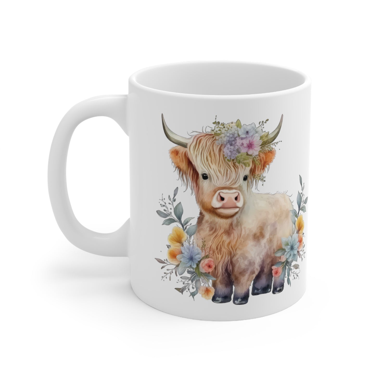 Personalised/Non Personalised Highland Cow, Ceramic Mug 11oz, Highland Cow Mug