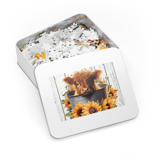 Jigsaw Puzzle, Highland Cow, Personalised/Non-Personalised (30, 110, 252, 500,1000-Piece)