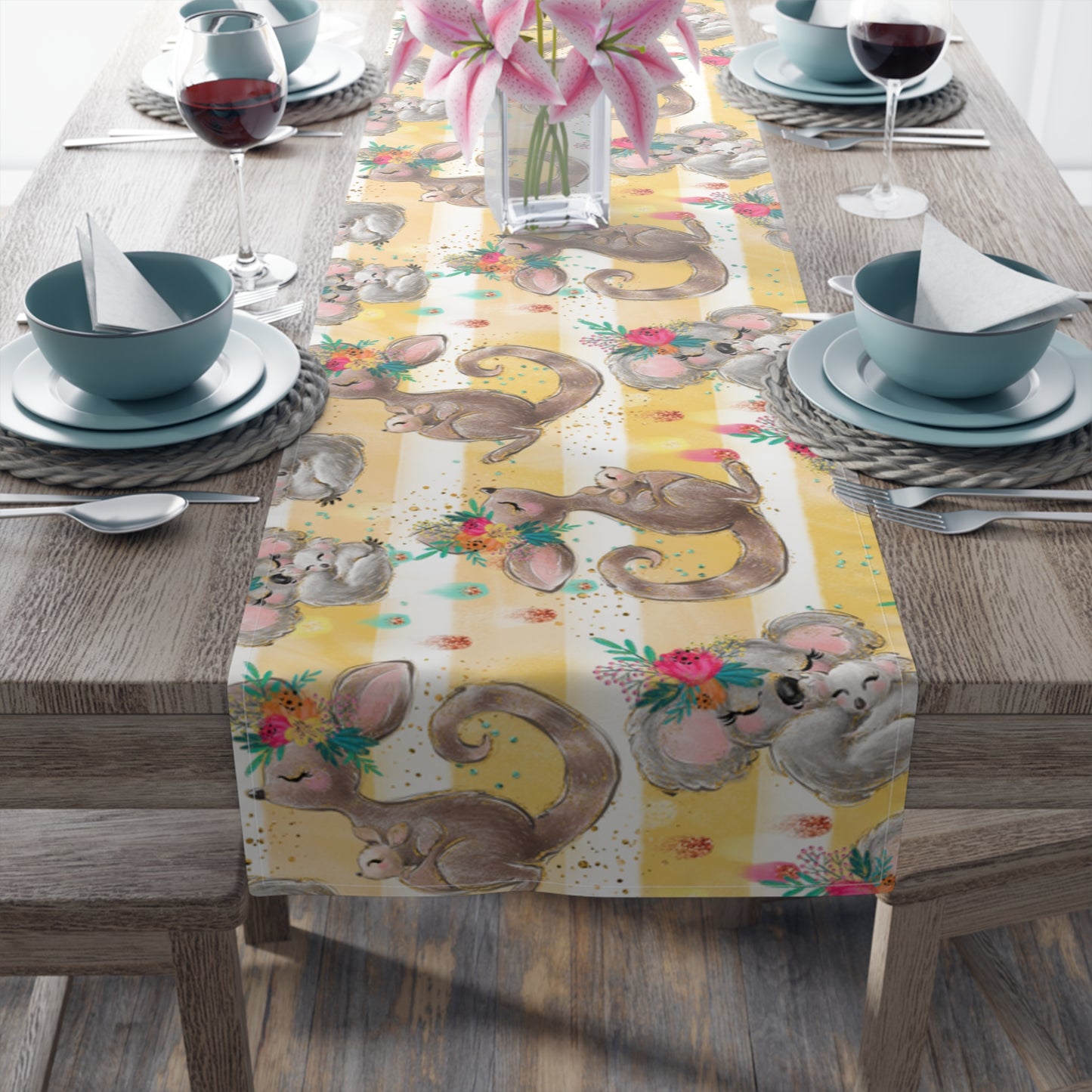 Australian Animals Table Runner, Cotton Twill and Poly Available