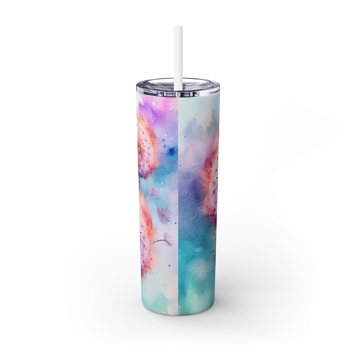 Skinny Tumbler with Straw, 20oz, Dandelions