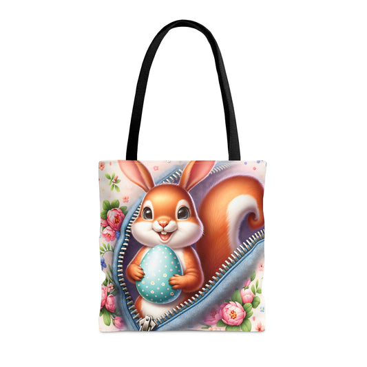 Tote Bag, Easter, Cute Squirrel with Bunny Ears, Personalised/Non-Personalised Tote bag