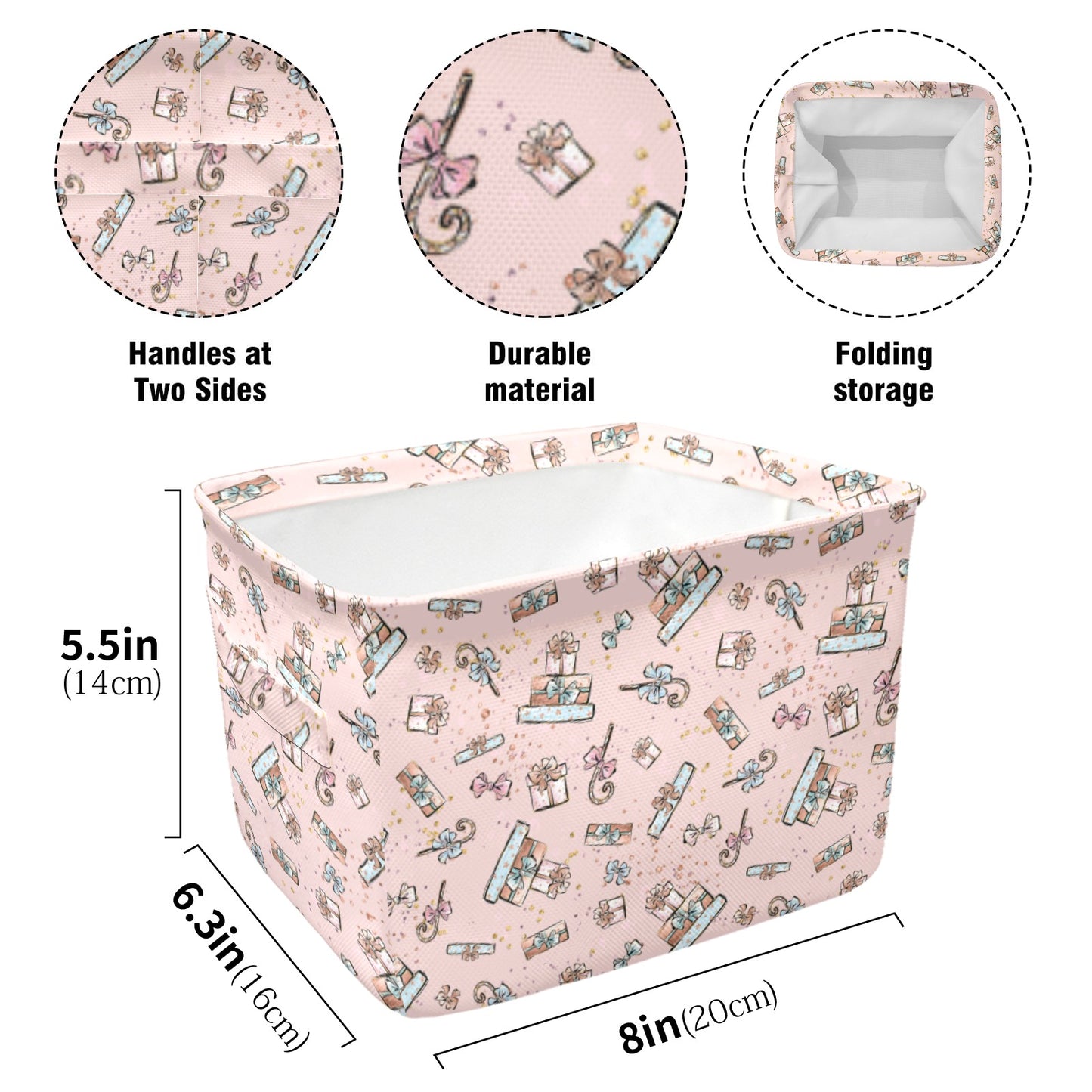 Pink Christmas Presents 50 Fabric Storage Basket