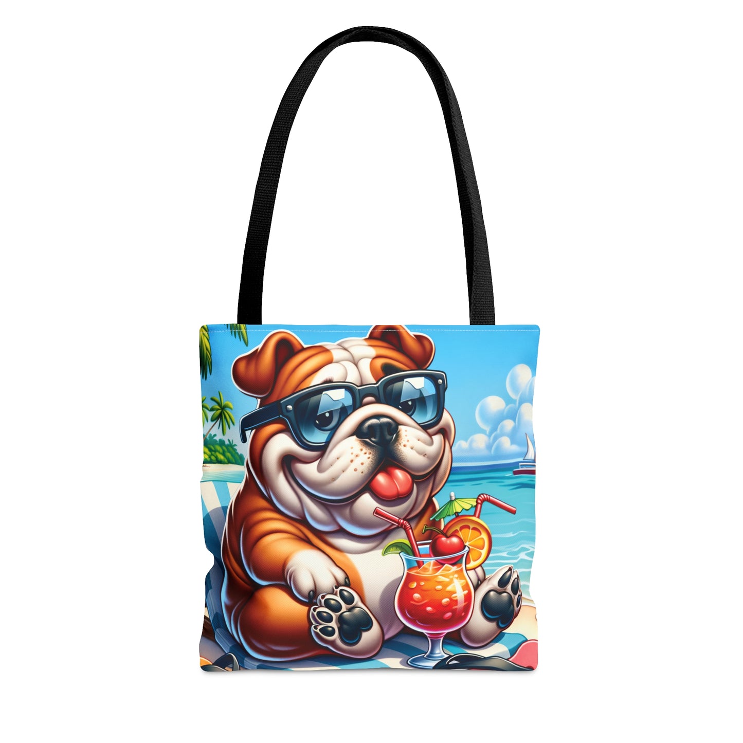 Tote Bag, Dog on Beach, English Bulldog, Tote bag, awd-1210