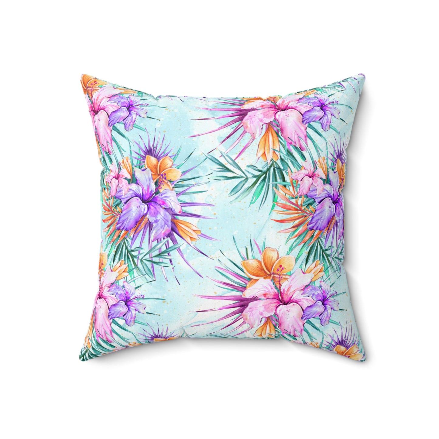 Spun Polyester Square Pillow, Summer Floral Cushion