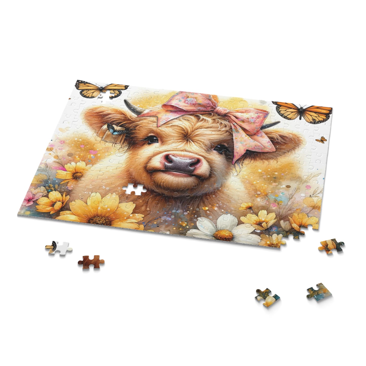 Personalised/Non-Personalised Puzzle, Highland Cow (120, 252, 500-Piece)