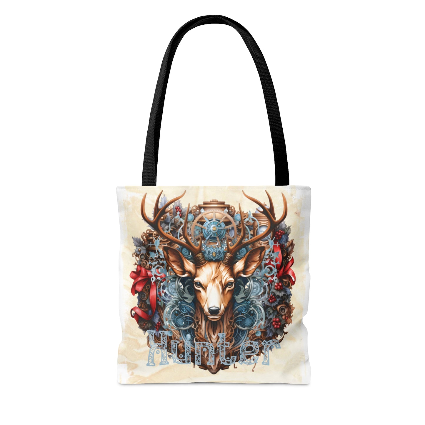 Steampunk Reindeer wreath Personalised Tote Bag, Steampunk Christmas bag, Tote Bag, Personalised/Non-Personalised